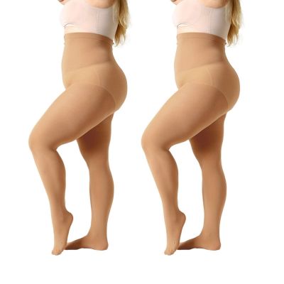 Plus Size Tights for Women 70D Queen Size TightsPack of 2Suntan?XX-Large